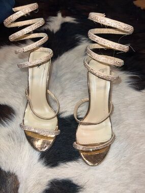 Windsor Rose Gold Spiral Wrap Stiletto Sandals